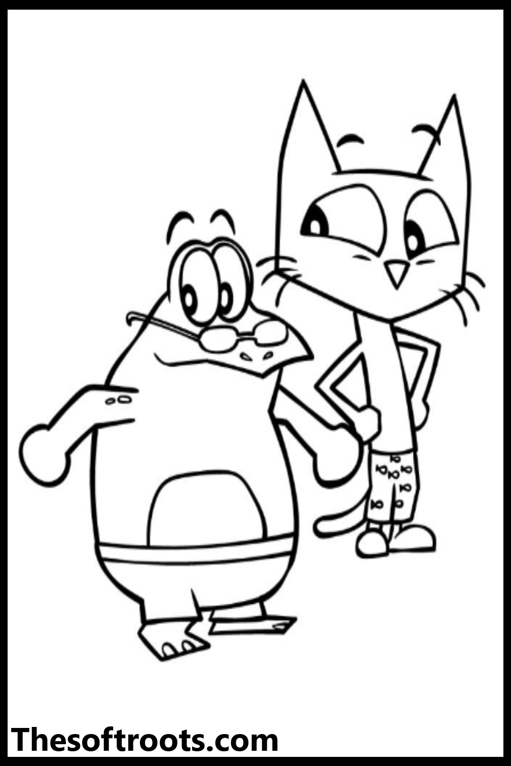 Frog and Cat Coloring Pages